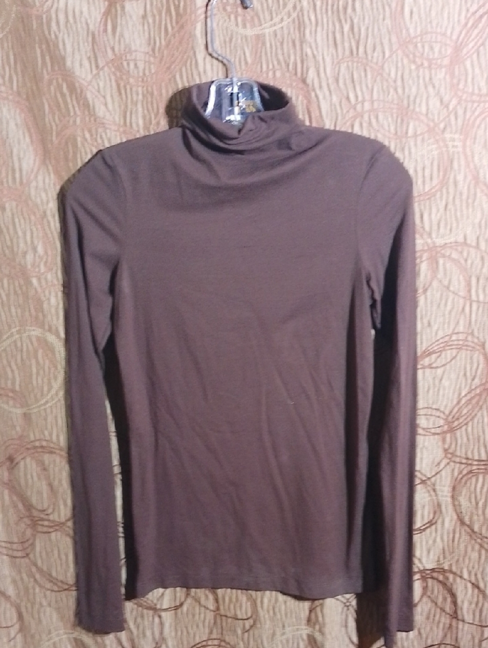 Classic Brown Turtleneck Long Sleeve Top